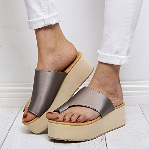 Briskorry Casual damessandalen voor de zomer, sleehak, plateau, sleehak, comfortabel, linnen pantoffels - Image 5