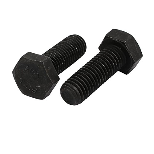 Image of uxcell 2pcs M12x35mm Thread 12.9 Grade External Hex Head Left Hand Screw Bolt Black