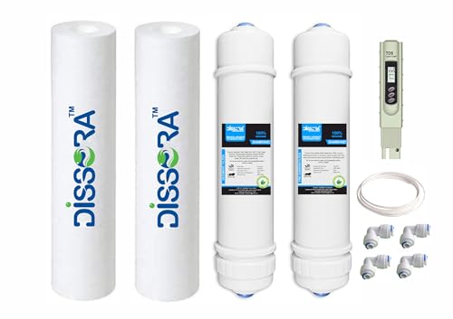 Image of Diamond 10 Inch Inline Filter Cartridge Set (Pre Activated Carbon Block, Sediment, PP Spun Candle Filter Cartridge and TDS Meter) Compatible with All Brands RO UV UF Water Purifier, Pack of 7