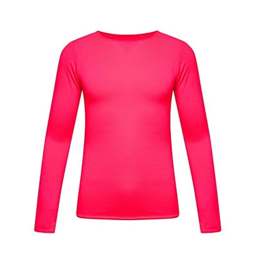 21Fashion Kvinnors enkel enkel topp långärmad dam barn flickor pojkar uniform t-shirt toppar, Neon rosa, 5-6 År