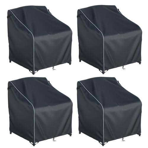 Waterproof patio Adirondack chair cover 4-piece set, lawn/garden outdoor furniture cover, suitable for maximum chair size 32 inches wide x 35 inches deep x 36 inches high (black)