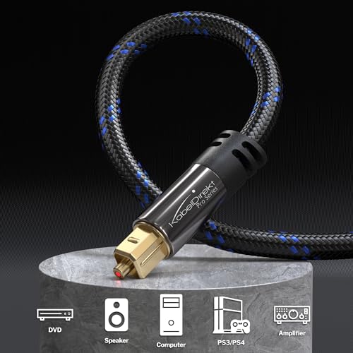 TOSLINK Cable, optical audio cable Nylon braided, 0.5m, Fibre optic lead for soundbars (digital S/PDIF - Image 2