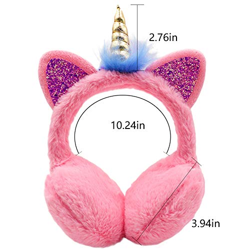 MEJORMEN Rainbow Unicorn Earmuffs Foldable/Unfoldable Ear Warmers Winter Warm Plush Outdoor Ear Covers2