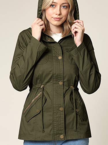 Lock and Love Women's Casual Military Anorak Jacket - Lightweight Detachable Hooded Safari Utility4