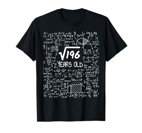 Birthday Design For Physics & Science Lovers 14th Birthday Square Root of 196 14 Years Old Unisex Black T-Shirt