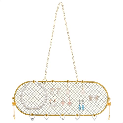 momgyaamz Rangement Bijoux Style Suspendu, Présentoir Bijoux pour Ranger Colliers, Boucles d'Oreilles et Bagues, Porte Bijoux Peu Encombrant, 30 * 16 cm, 1 Pièce
