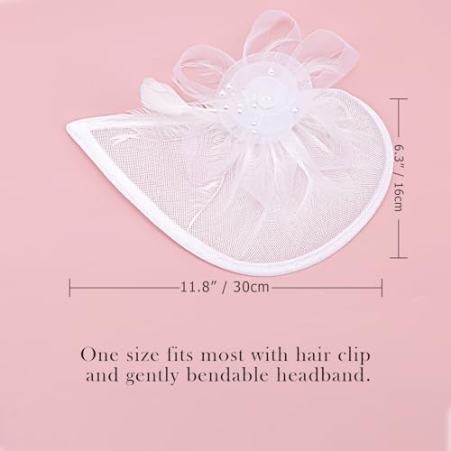 Image of DRESHOW Women Fascinator Hats Tea Party Hat Vintage Pillbox Hat Headband for Cocktail