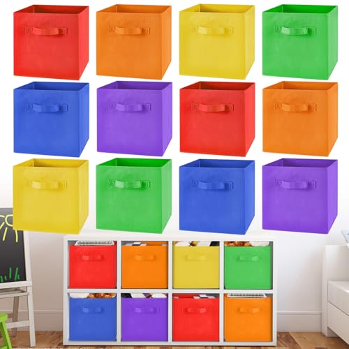 Yinder 12 Pcs Cube Storage Bin Rainbow Colored 11'' Storage