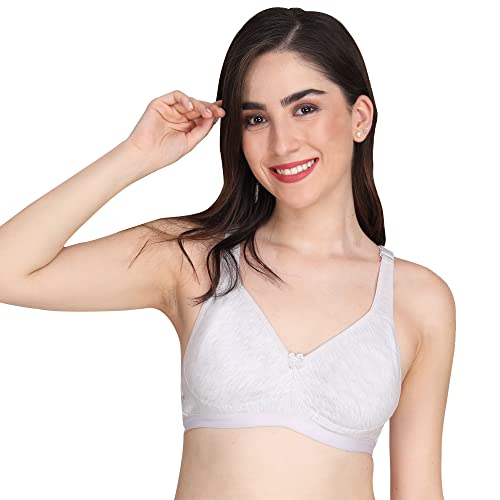 Image of Women Non Padded Bra - Made of Pure Cotton Full Coverage Non Wired Seamless Pushup Soft Cup for T-Shirt Saree Dress Sports Garment for Daily Use Everyday
