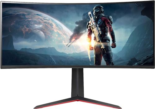 LG 34GP63A-B Ultragear 34" Curved QHD (3440 x 1440) HDR 10 160Hz Gaming Monitor, Tilt/Height Adjustable Stand, Display Port and HDMI, AMD FreeSync Premium, Black, WEPGPY by LG - Used condition - US$249.98