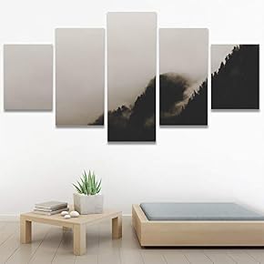SIGNWIN 5 Panel Canvas Wall Art Foggy Scenery...