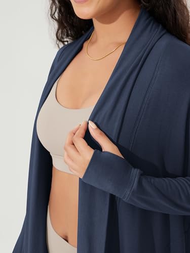Image of ODODOS Women's Drape Open Front Cardigans Cozy Soft Long Sleeve Casual Wrap Outerwear with Pockets Thumb Hole