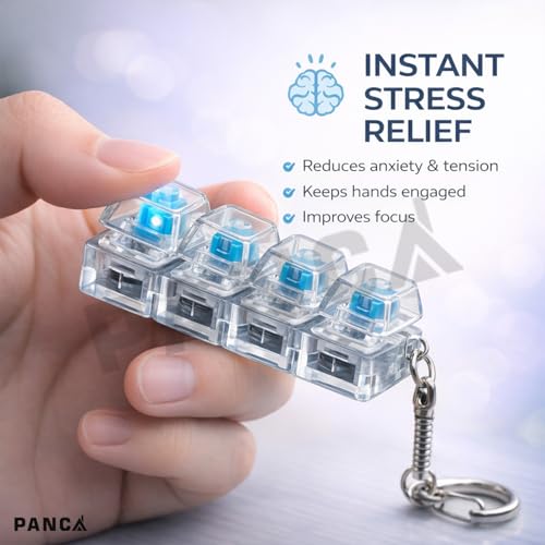 Image of PANCA Transparent Mechanical Switch Fidget Keychain for Stress Relief | Clicky Desk Toy for Adults | Portable EDC Keyring Gadget for Office, Travel & Daily Use with Tactile Feedback