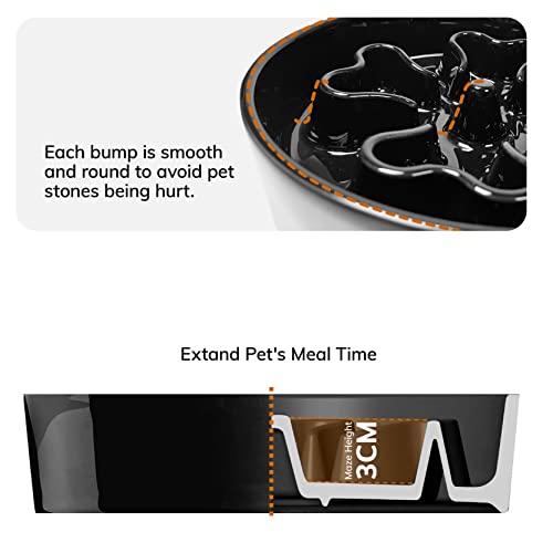Gocess Slow Feeder,Ceramic-Slow Feeder Dog Bowls Large Breed,Puzzle Dog Food Bowl Maze,Dog Dishes To Slow Down Eating,4 Cups Slow Feed Dog Bowl For Medium And Large Sized Dog,Black #TOP4