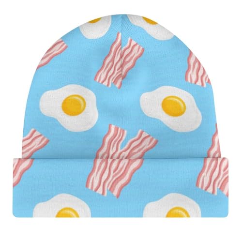 Bacons and Yolk Kids Beanie Hat for for Girls Boys Children Cap Winter Knitted Chemo Cancer Headwear Accessories Gifts Decoration Black4