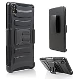 Sony Xperia Z3 Case, Starshop Sony Xperia Z3 D6653 Dual Layer Holster Case with Kickstand and Locking Belt Swivel Clip Black
