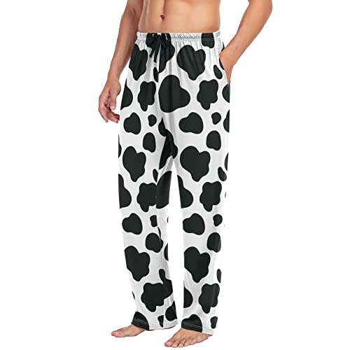 Brown White Cow Textures Pajama Pants for Men Lounge Pants with Pockets Drawstring Mens Pajama Bottoms Men Sleep PJ Pants4