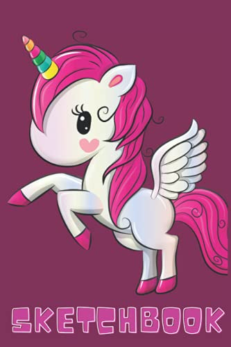 Sketchbook: cute unicorn kawaii sketchbook for girls with 100 pag…