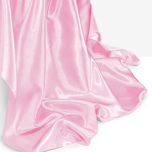 Homiest Pink Satin Fabric by The Yard, 1 Yard x 58 Inch Charmeuse Satin Fabric Silky & Shiny Cloth Fabric, Smooth Bridal Satin Fabric for Wedding Dress, Clothing Making, DIY Crafts, Sewing
