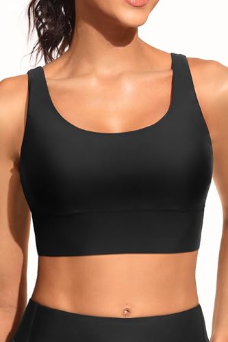 Yonique Women Sports Bra Bikini Top Swim Bra Athletic Swim Top Scoop Neck Bathing Suit 5