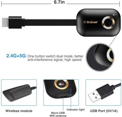Image of ETZIN 4K Wireless HDMI Display Dongle | Wi-Fi Screen Mirroring Adapter for TV /Projector /Monitor | Supports Miracast, DLNA, Airplay | Compatible with Android, iOS, Windows, etc.