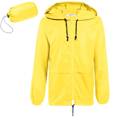 COOFANDY Lightweight Breathable Raincoat Waterproof Hooded Rain Jacket for Men