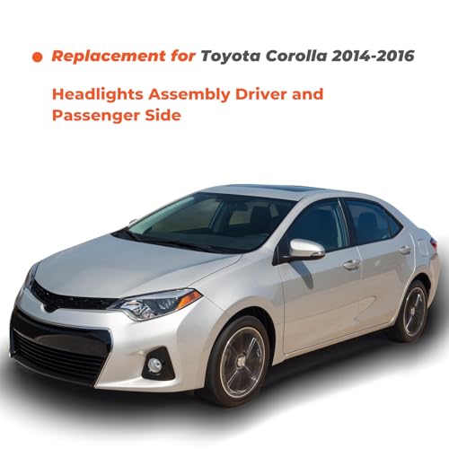 Image of labwork Headlight Assembly Replacement for Toyota Corolla 2014 2015 2016 Headlamps Front Light Pair Driver and Passenger Side