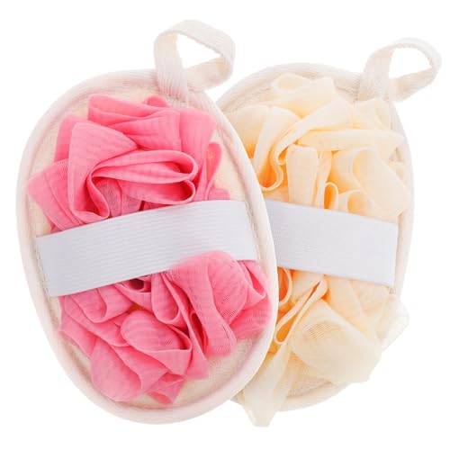 ERINGOGO 2Pcs Exfoliating Shower Loofah Scrubber Portable Handheld Bath for Women Gentle Cleansing Body Wash Pads with Convenient Strap Travel Friendly Loofah Ball