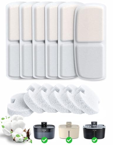 FEELNEEDY Pack de 6 pour Recharge Cartouche Filtre Eau+ 6 Éponge pour Pompe à Eau pour Fontaine à Eau Chat-FN-W07 Cartouches Filtrantes