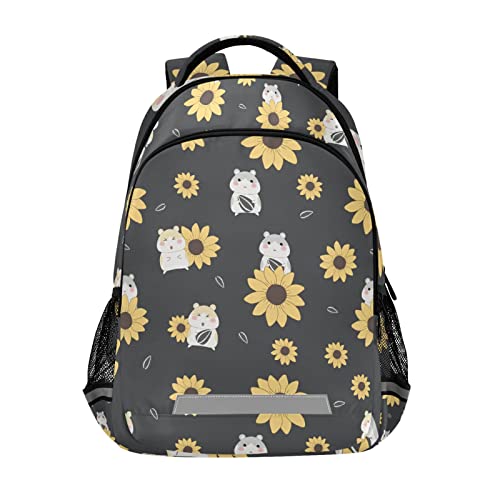 MCHIVER Cute Hamster Sunflower Backpack for Boys Girls Schoolbag Laptop Book Bags for School Students Casual Daypack for Teens Travel