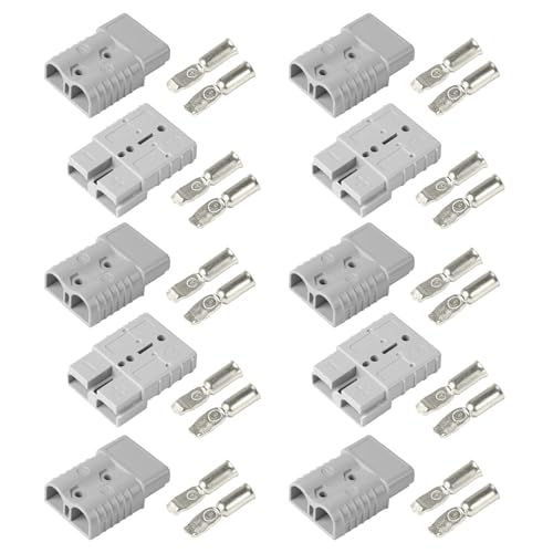 efuturetime 10 STK. Anderson Stecker 50A Batterieanschluss 50A 600V Batterie Schnelltrennstecker Hochstromstecker für Autos Wohnwagen Boote Solarsysteme Grau