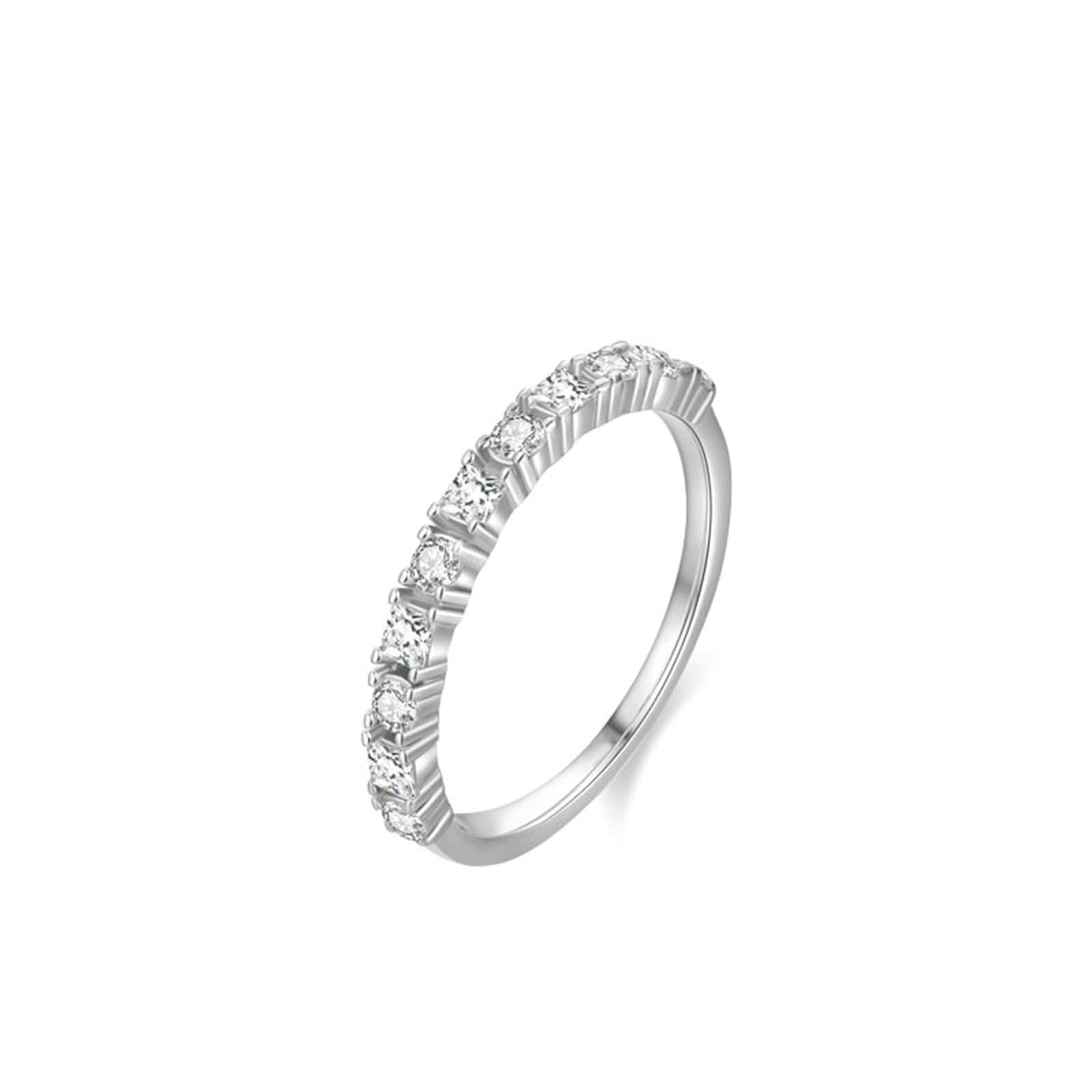 Anillo de compromiso de oro blanco de 9 K/14 K/18 K, anillo de boda con diamante creado en laboratorio, alianzas de boda Au 375/585/750, oro blanco, talla 47-65