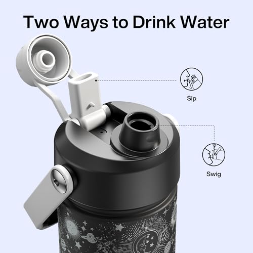 Image of ENCOOL Insulated Water Bottle with Straw Stainless Steel Water Bottle, Leak-Proof, BPA-Free, Double Wall Vacuum Keeps Cold for 24 Hours for Sports, Travel, School (26 oz, Stellar Glow)