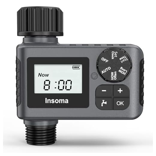 Insoma Outdoor Garden Hose Faucet Timers, Programmable Water Sprinkler Timer with Rain Delay/Manual/Automatic Drip Irrigation and Lawn Watering System for Yard, 1 Outlet
