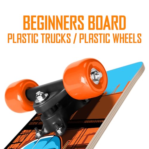 Image of Rude Boyz 17 inch Micro Complete Skateboard | Maple Wood | ABEC 7 Bearings | Double Kick Concave Deck | Kids Skateboard, Ideal Toddler Cruiser Ages 2-5