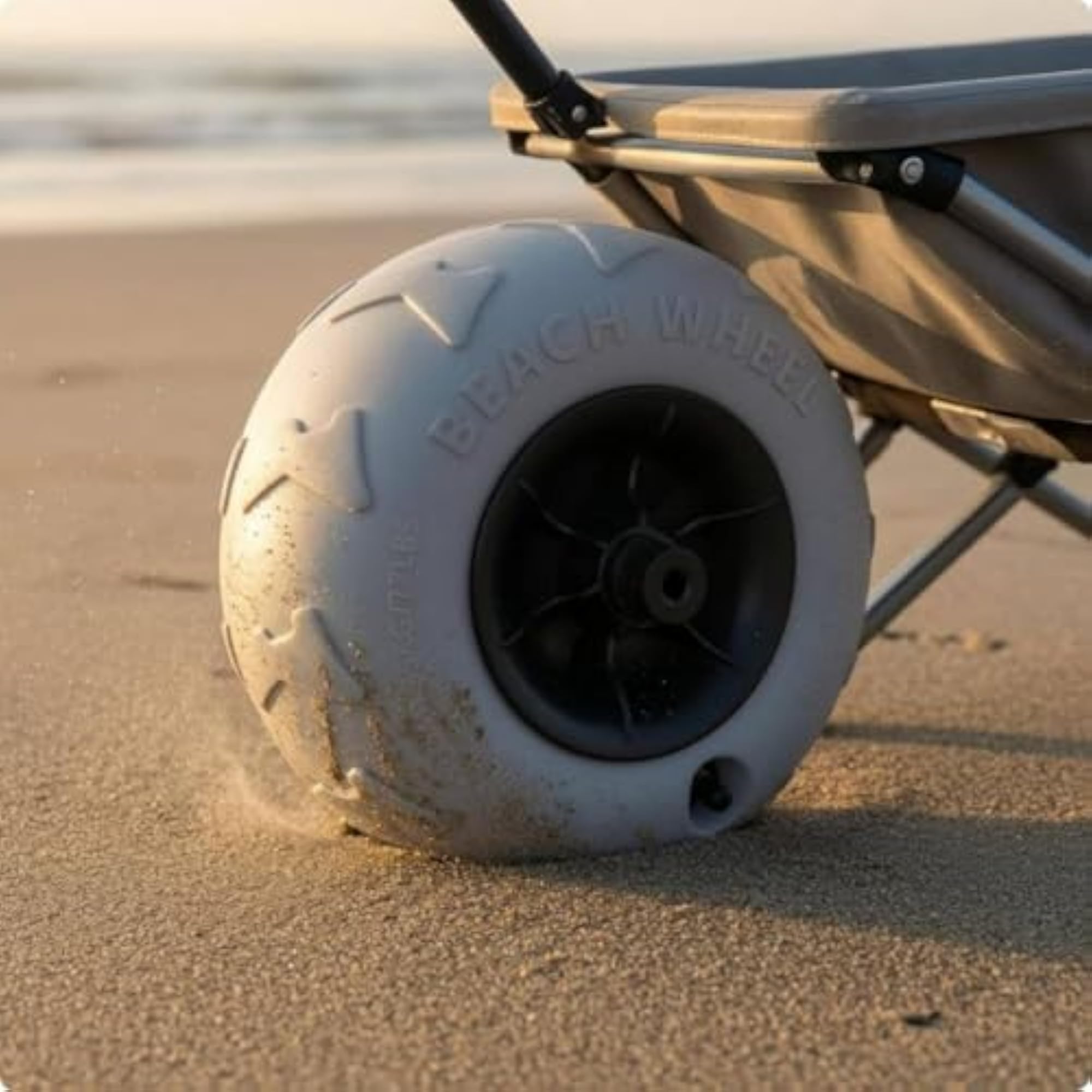 Molded Pattern Inflatable Beach Wheel, 9-inch ABS Silver