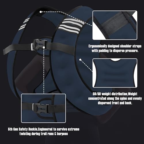 Image of NATURELUX Weighted Vest Men or Women - 5 /10 /15 /20 /25 /30lbs Weights with Reflective Stripe, Weighted Vest for Workout Equipment for Strength Training Running - Walking Weight Loss