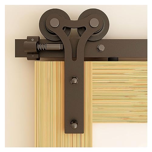 Kit de herrajes para puerta corrediza de granero con rodillo en forma de Y, rodamientos de nailon mejorados para un funcionamiento suave y silencioso, diseño estable y resistente (152 cm)