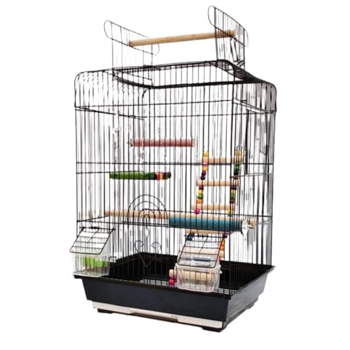 鳥かご 鳥ケージ バードゲージ 鳥小屋 組立式 セキセイ ボタン 文鳥 鳥かご 鳥中型 バードセキセイインコ鳥小屋 複数飼い 天窓付き 餌入れ 引き出しトレイ ハンドルブラン おもちゃオウムオカメ コザクラ マメルリハ ウロコ アキクサ ペット用品 (B)