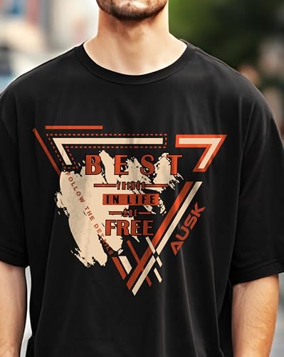 Image of AUSK T-Shirt for Mens with Round Neck Oversized Drop Shoulder