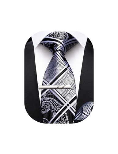 Image of Barry.Wang Boys Ties School Pre-Tied Kids Necktie Handkerchief Clip Set Uniforms Child Ties for 8-14 Years Wedding Party