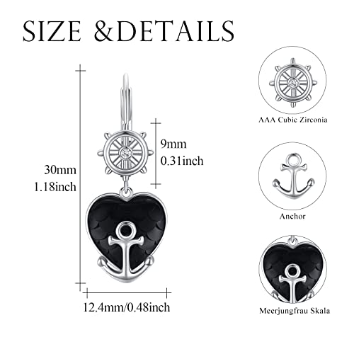 Mermaid Earrings Sterling Silver Rose Gold/Gold Bow Earrings Dangle with Pink Mermaid Hoop Earrings Halloween Christmas Bow Mermaid Jewelry Gifts for Women Girls2