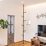 ポールハンガー つっぱり コートハンガー 突っ張り パイプハンガー 収納 ハンガーポール コート 帽子 バッグ 衣類収納 高さ調節 便利 隙間収納 ブラック おしゃれ