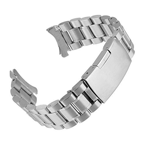 Beauty7 20mm Stainless Steel Curved End Link Wrist Watch Band Bracelet