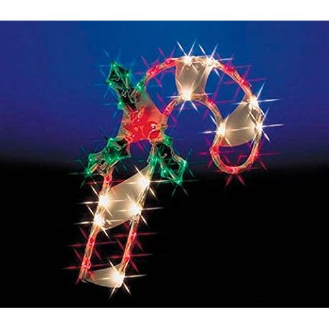 Impact Innovations Lighted Window Decoration, Candy Cane 14" X 17" Cover
