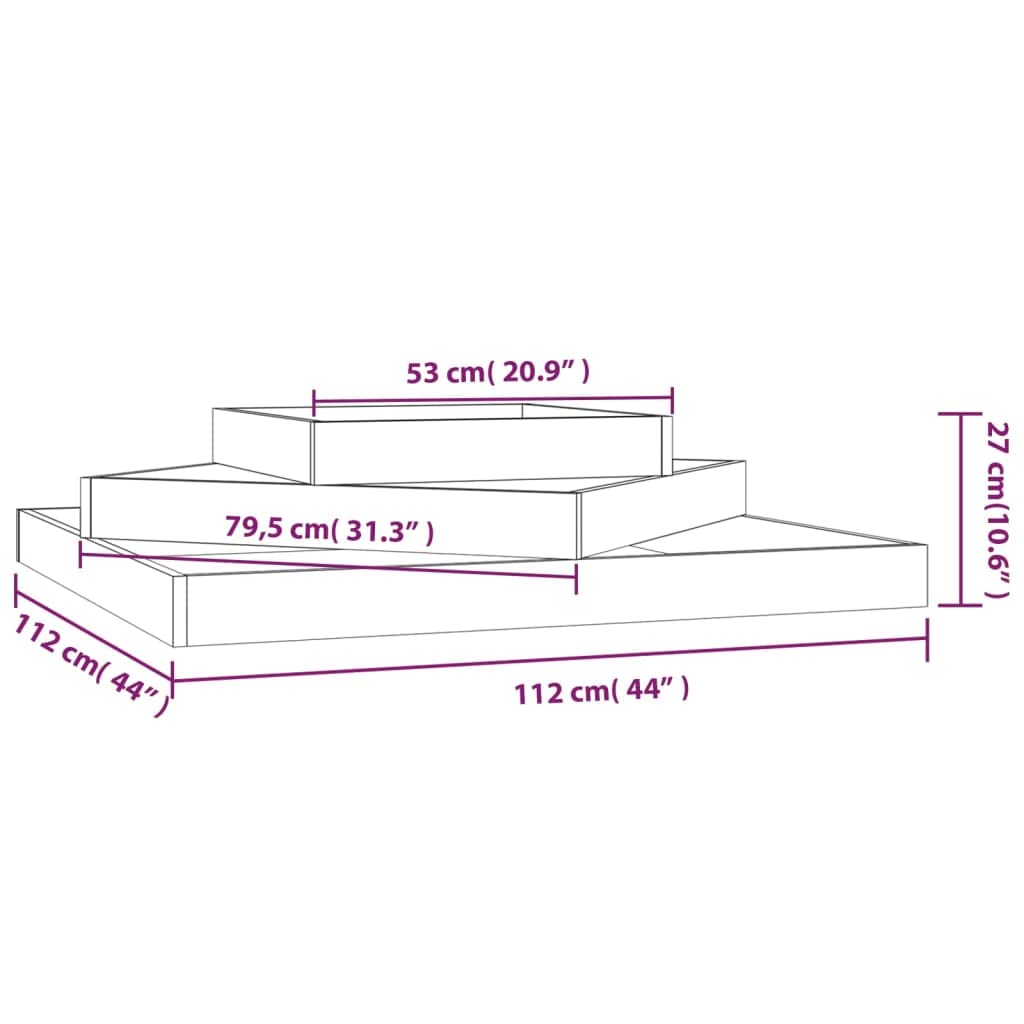 823890 Fioriera 112x112x27 cm in Legno Massello di Douglas Testata in Legno,Testata Letto Matrimoniale Muebles Dormitorio Spalliera Letto Testiere per Letto Matrimoniale