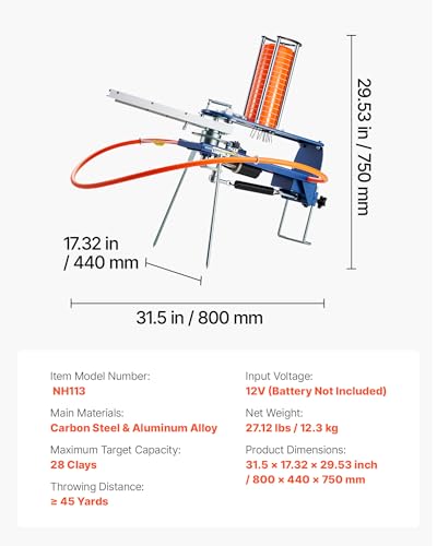 Image of VEVOR Clay Pigeon Thrower, Automatic Skeet and Trap Launcher with Adjustable Angle & Foot Pedal for Clays Throwing Shooting Sports