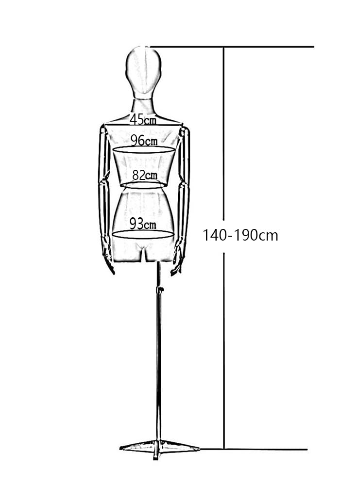 Manekin biustu, forma sukienki, męski model sukienki, ekspozycja tułowia, ciało, tułowia, ciało, regulowany stojak metalowy na trójnogu, bawełna, z drewnianym ramieniem, ekspozycja biżuterii