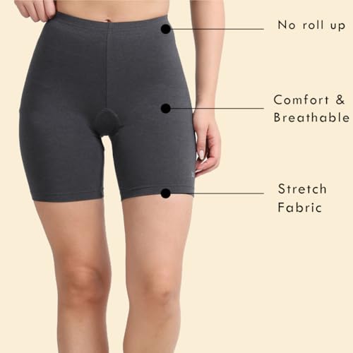 Image of Lavos Women Under Dress Sports Cycling Shorts, Bamboo Cotton Activewear Yoga Gym Workout Anti-Bacterial Uniform, Elastic Mid Waist Shorties Tights for Womens and Young Ladies