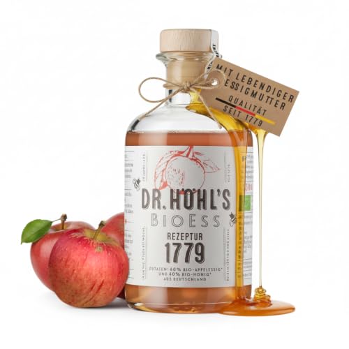 BioEss Apfelessig bio mit Honig – Apfelessig mit Mutter – apple cider vinegar – Oxymel Umami Gewürz Tomate Mozzarella Gewürz – naturrein mild – deutsche Streuobstäpfel – REZEPTUR 1779 – 350 ml